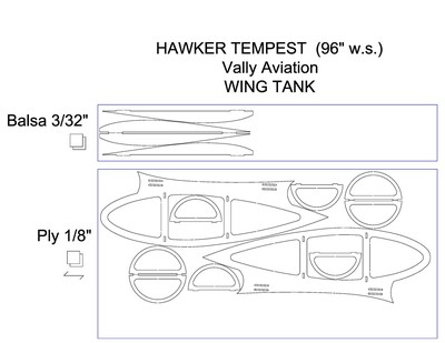 Réservoir d'aile - Hawker Tempest (96") - Vailly Aviation